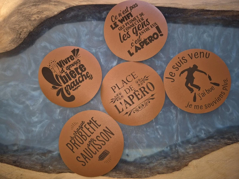 Dessous de verre en cuir  (Gris)