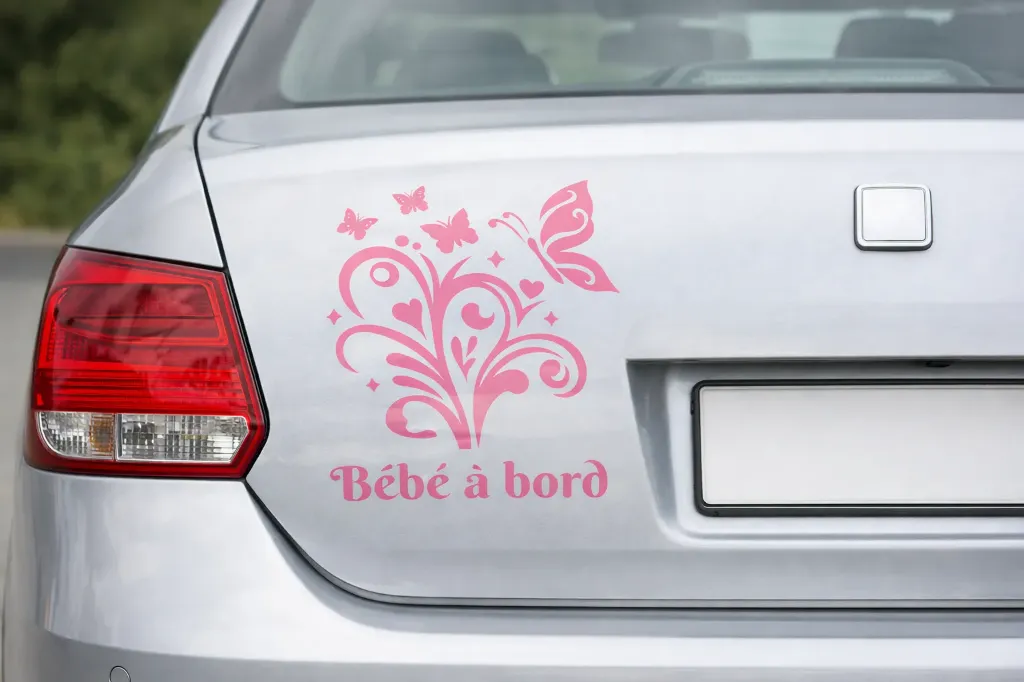 Sticker à bord papillon fleur