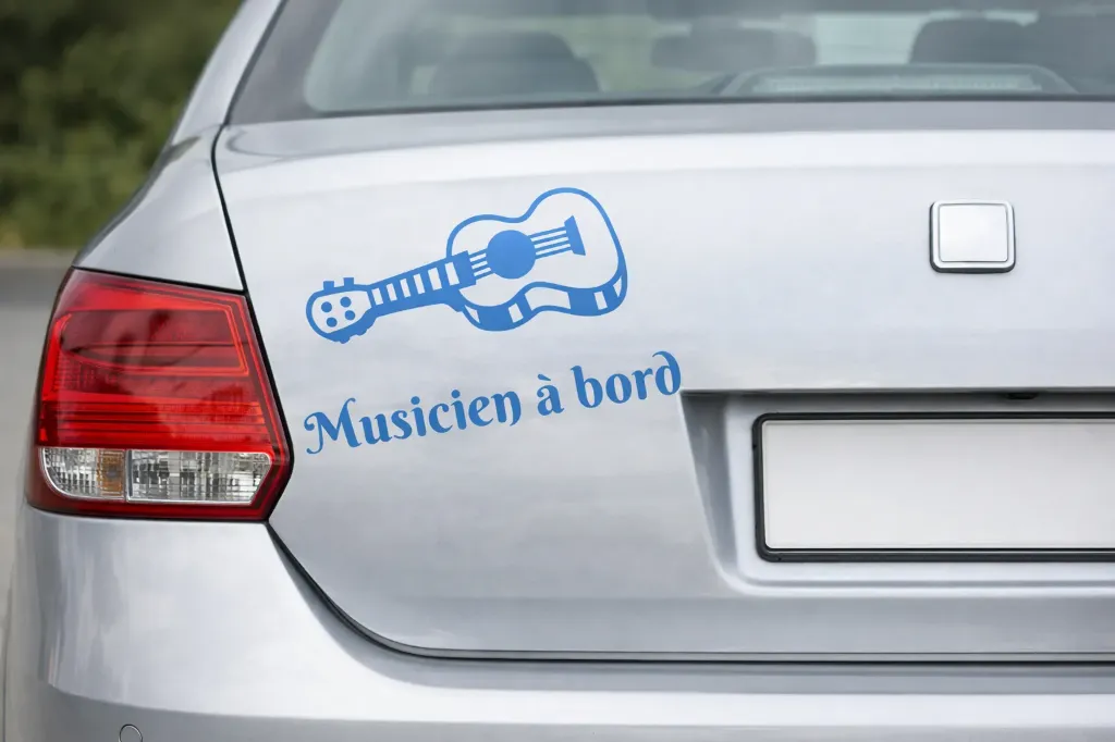 Sticker "Musicien à bord" (noir)