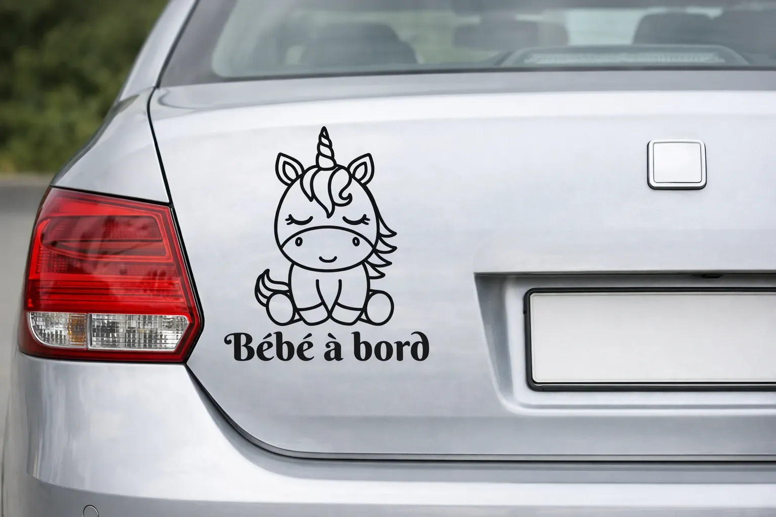 Sticker "Licorne à bord" (noir)