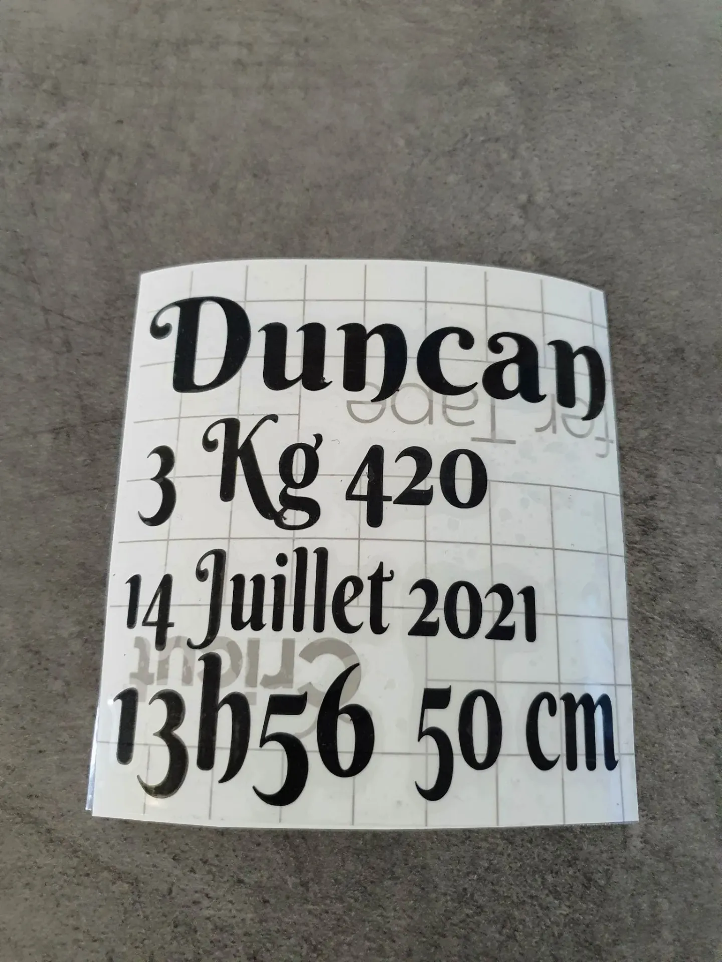 Planche stickers personnalisé naissance