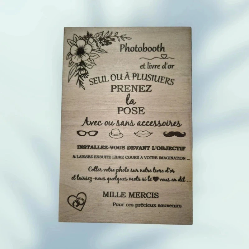 Panneau "Photo souvenir et livre d'or"  (10 x 15 cm)