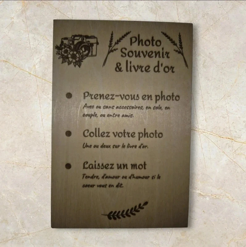 Panneau "Photo souvenir et livre d'or"  (10 x 15 cm)