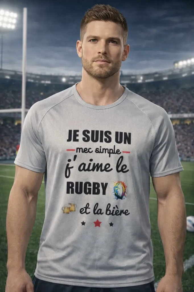 T-shirt personnalisé rugby (Gris, S)