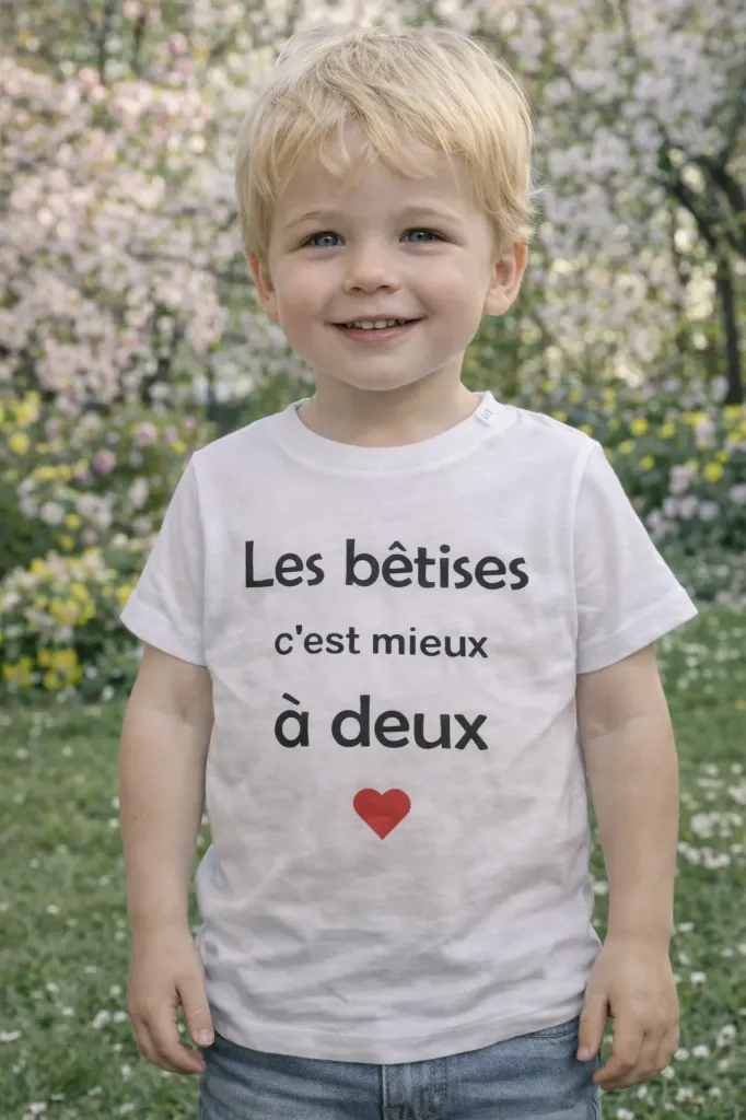 T-shirt "les bêtises, c'est mieux à deux" (12x14 ans)