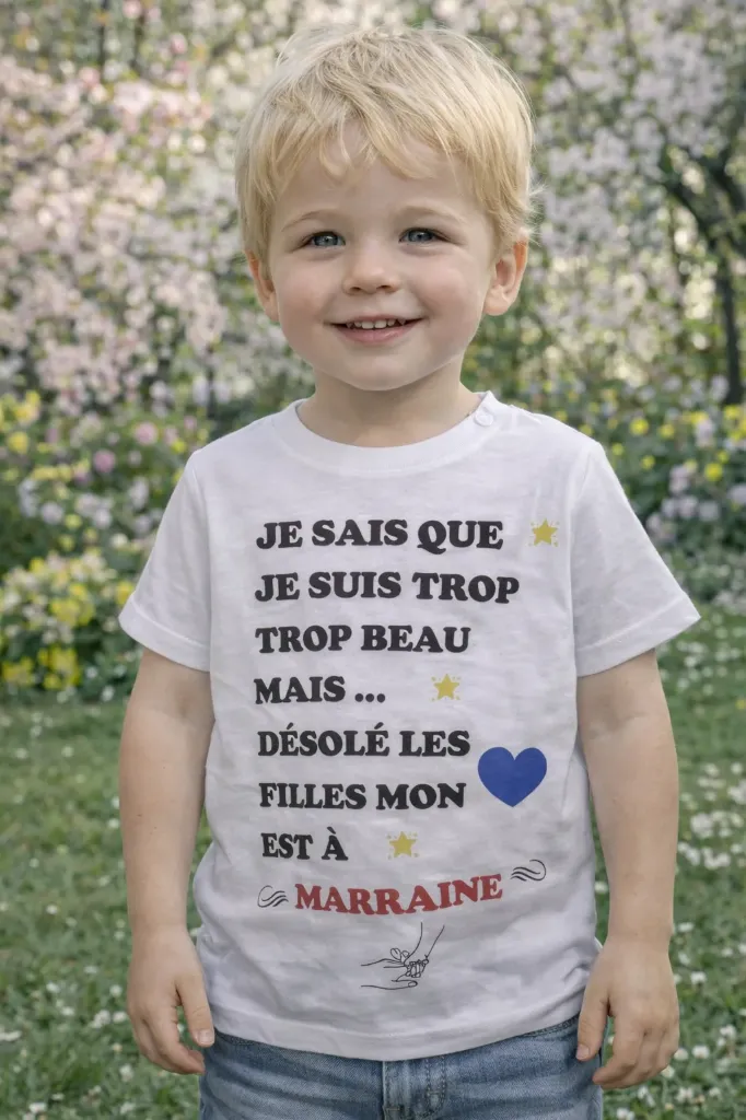 T-shirt "Mon cœur est à Marraine" (2-4 ans)