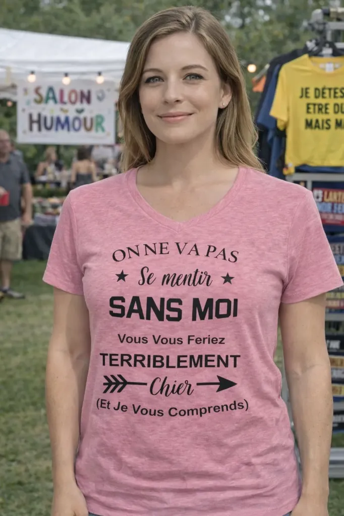 T-shirt "Sans moi vous vous feriez terriblement chier" (Rose, S)