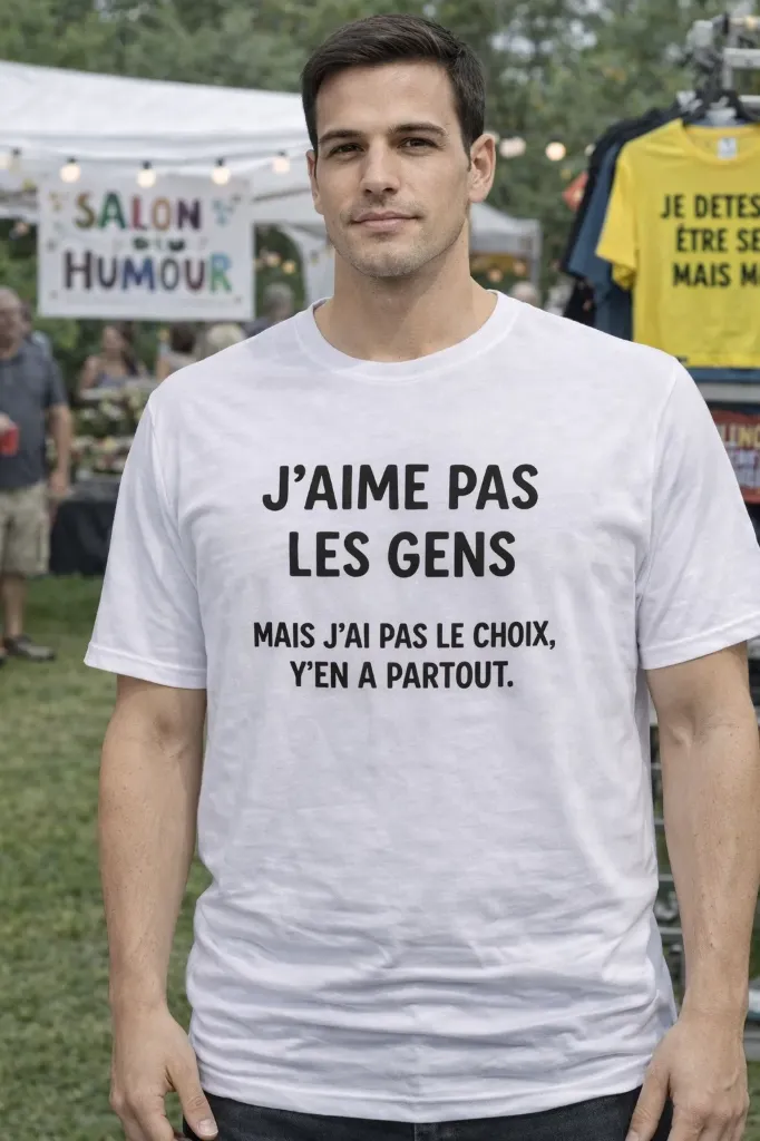 T-shirt "Jaime pas les gens ..." (Gris, S)