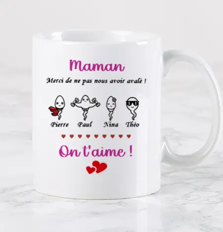 Mug fête des mères humour "Spermatozoïdes"