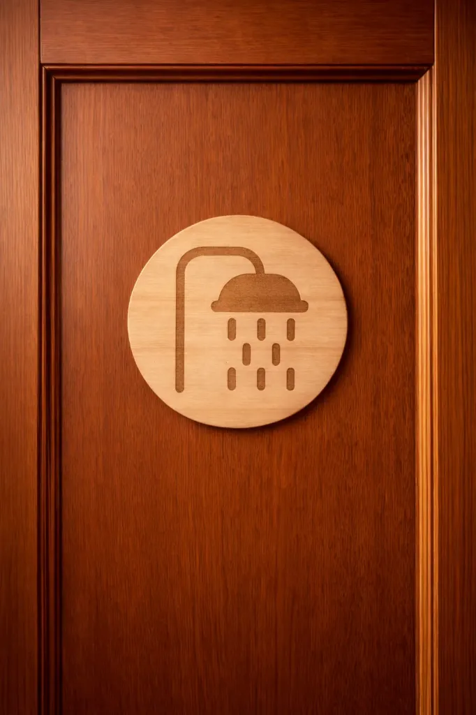 Pictogramme / Enseigne Murale en Bois – Douche