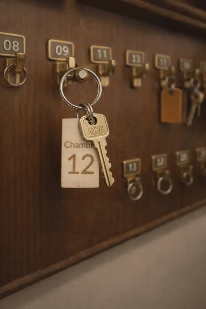 Porte-clé chambre en bois de pin gravé