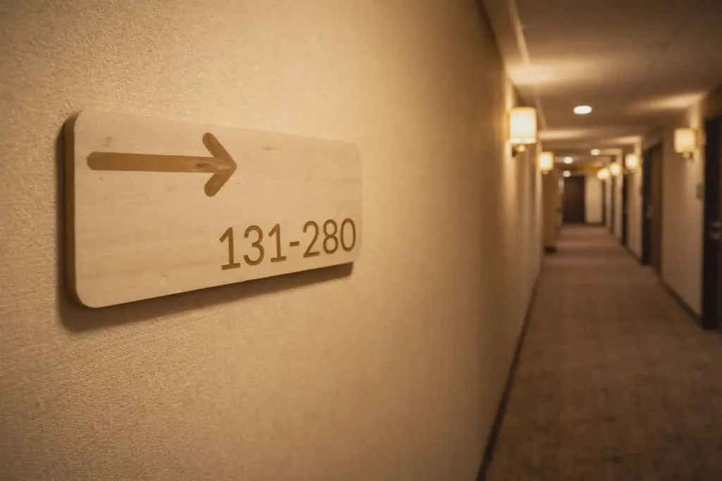 Panneau directionnel chambre en bois (Avec double face, Droite)