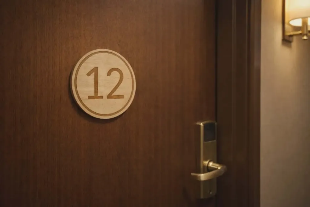 Numéro de chambre en bois de pin gravé (Avec double face)