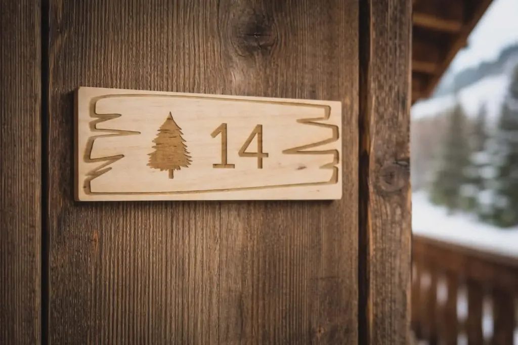 Numéro de chambre en bois de pin style planche (Avec double face)