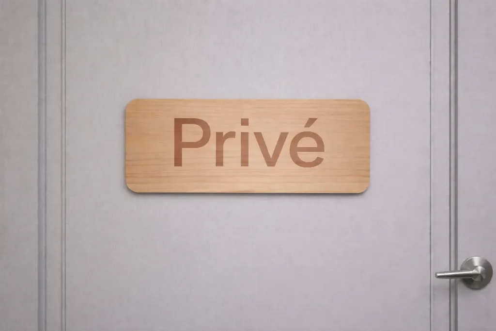 Panneau "Privé" en bois naturel