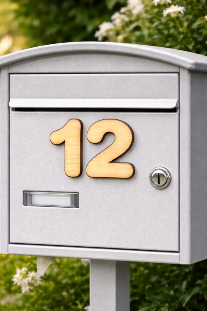 Numéro de boîte aux lettres en bois