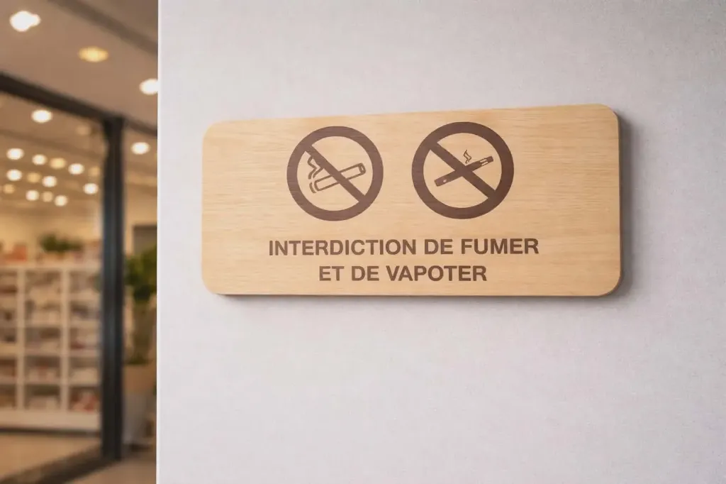 Panneau en bois-Interdit de fumer et de vapoter