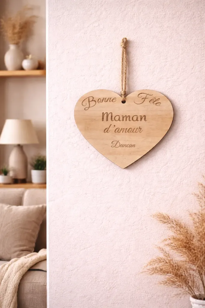 Cœur en bois personnalisé – Fête des Mères