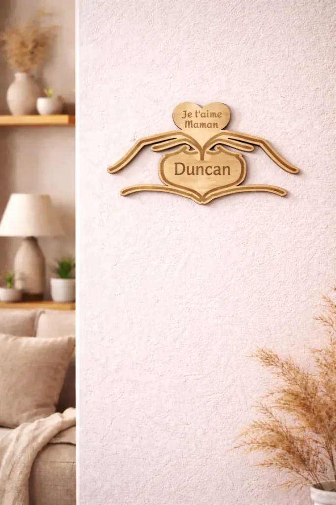 Mains liées avec cœur en bois