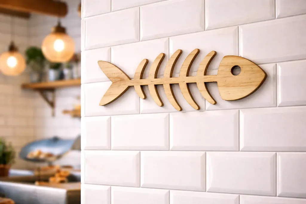 Poisson arête en bois – Décoration cuisine & pêche