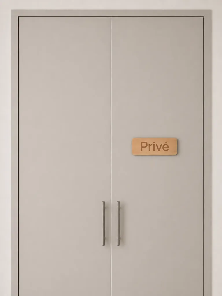 Panneau "Privé" en bois naturel petit format