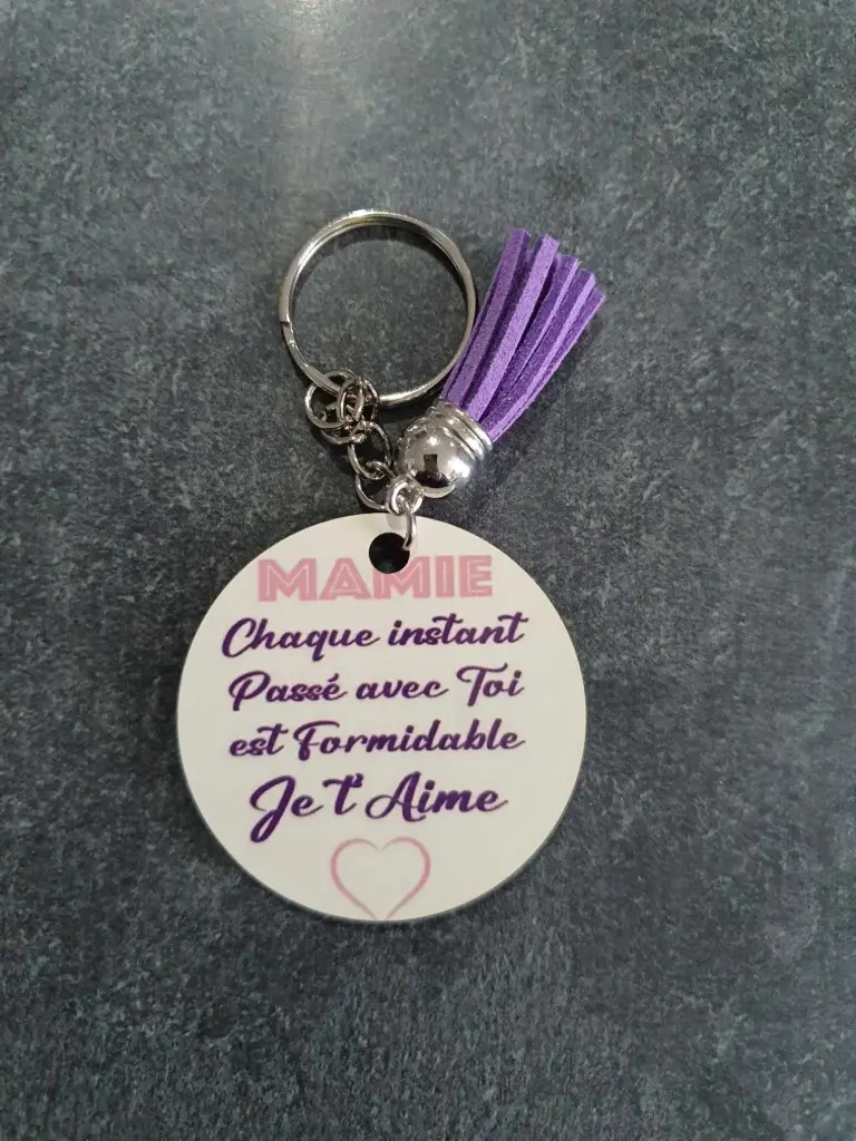 Porte clé Mamie (Noir, 1 face)