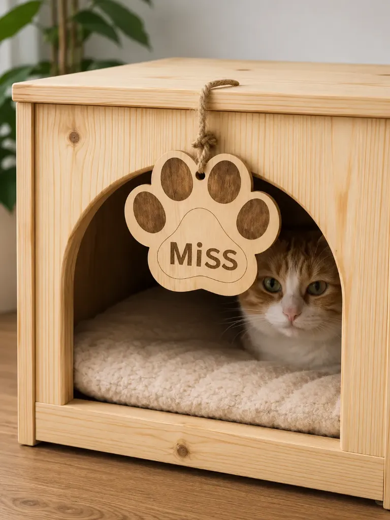 Pancarte pour chien / chat ... personnalisé en pin