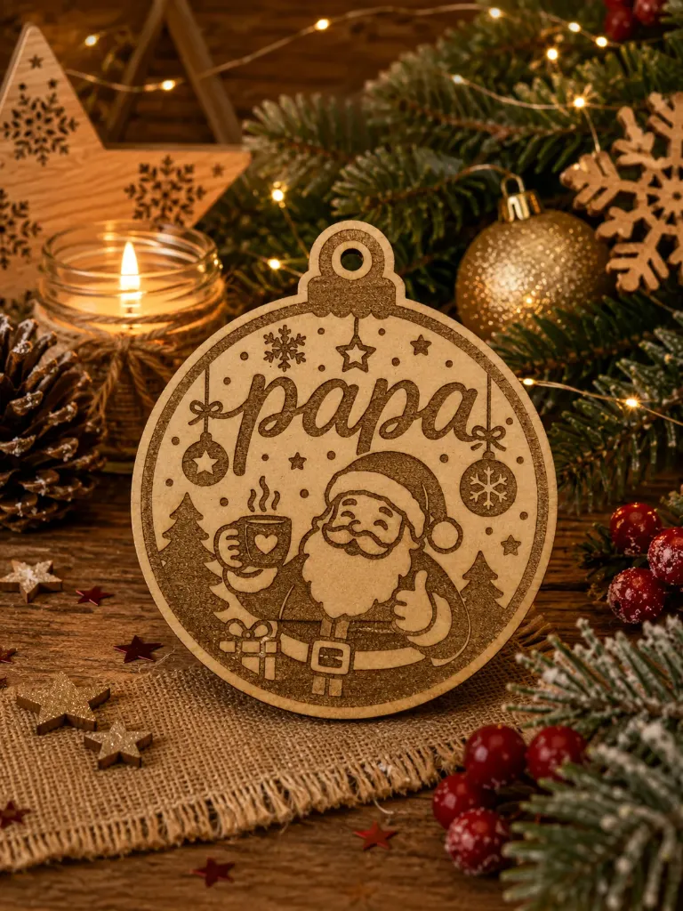 Boule de Noël personnalisée en bois de pin