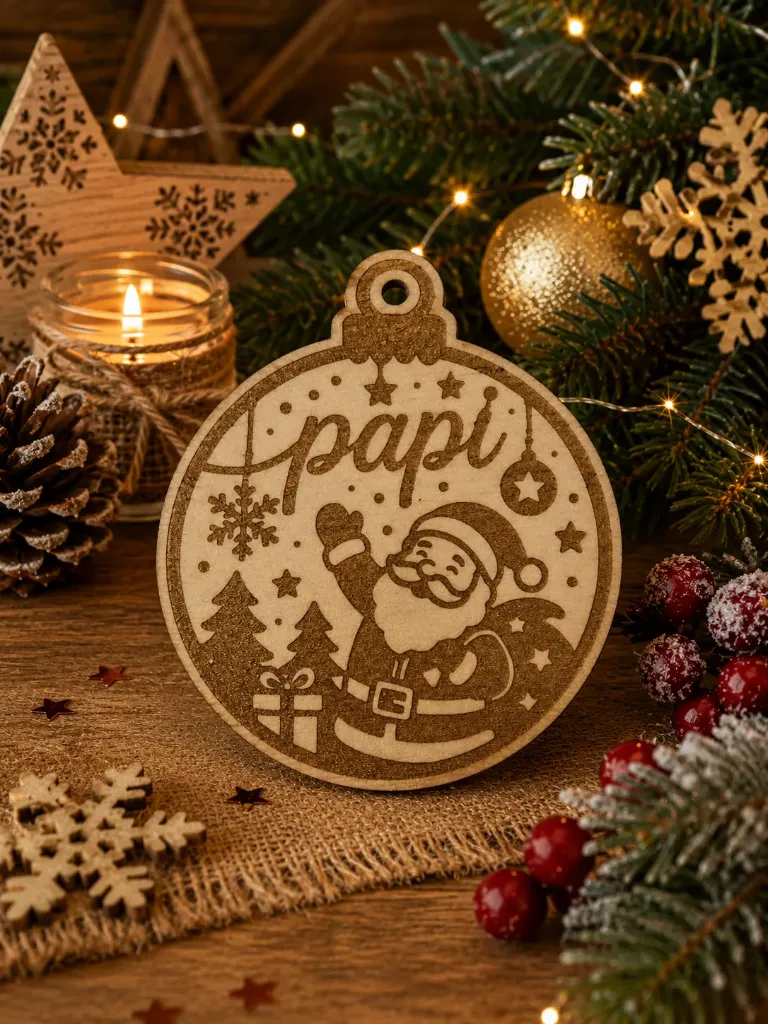 Boule de Noël personnalisée en bois de pin