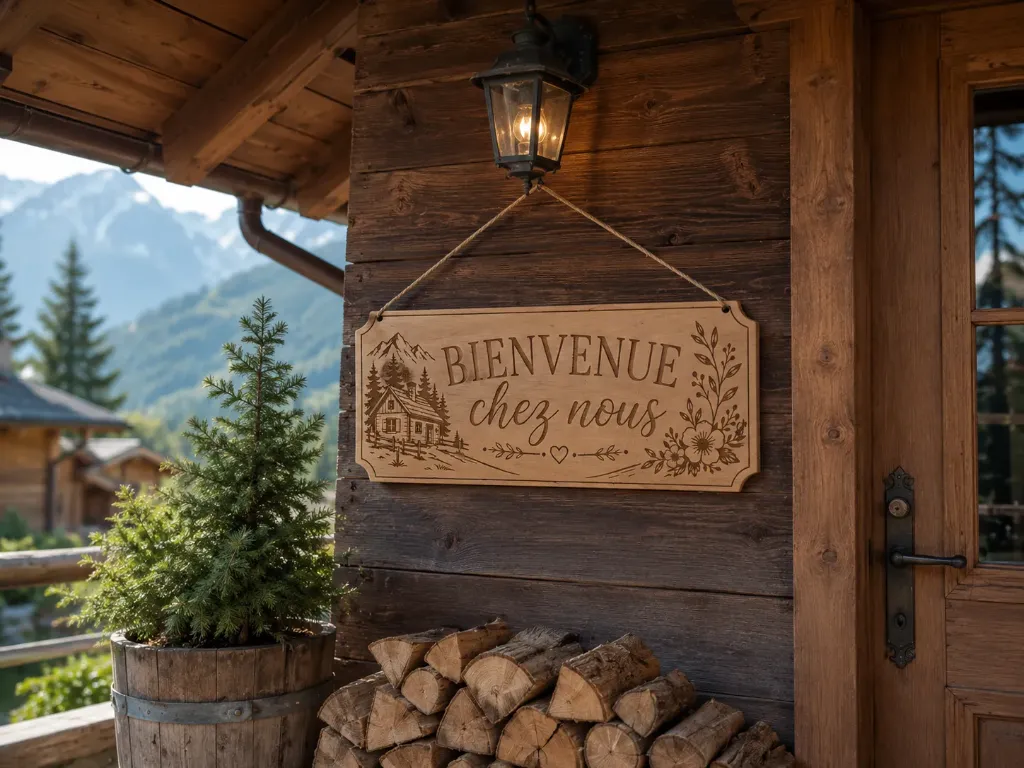 Panneau en bois "Bienvenue chez nous"