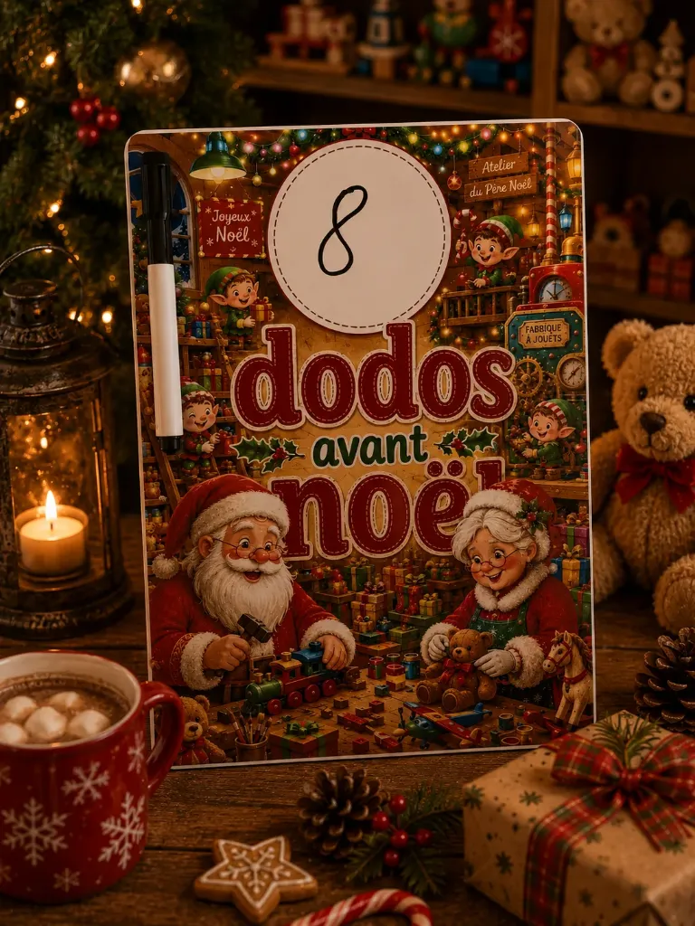 Ardoise effaçable – Compte à rebours de Noël