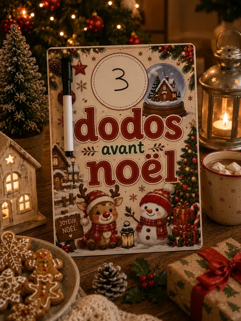 Ardoise effaçable – Compte à rebours de Noël