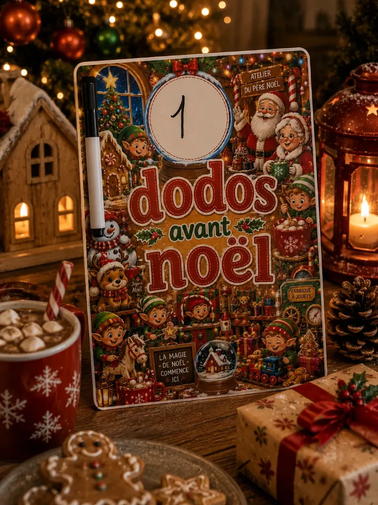 Ardoise effaçable – Compte à rebours de Noël