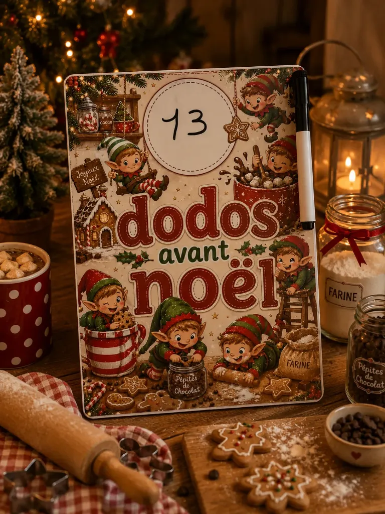 Ardoise effaçable – Compte à rebours de Noël