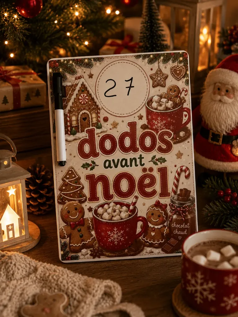 Ardoise effaçable – Compte à rebours de Noël