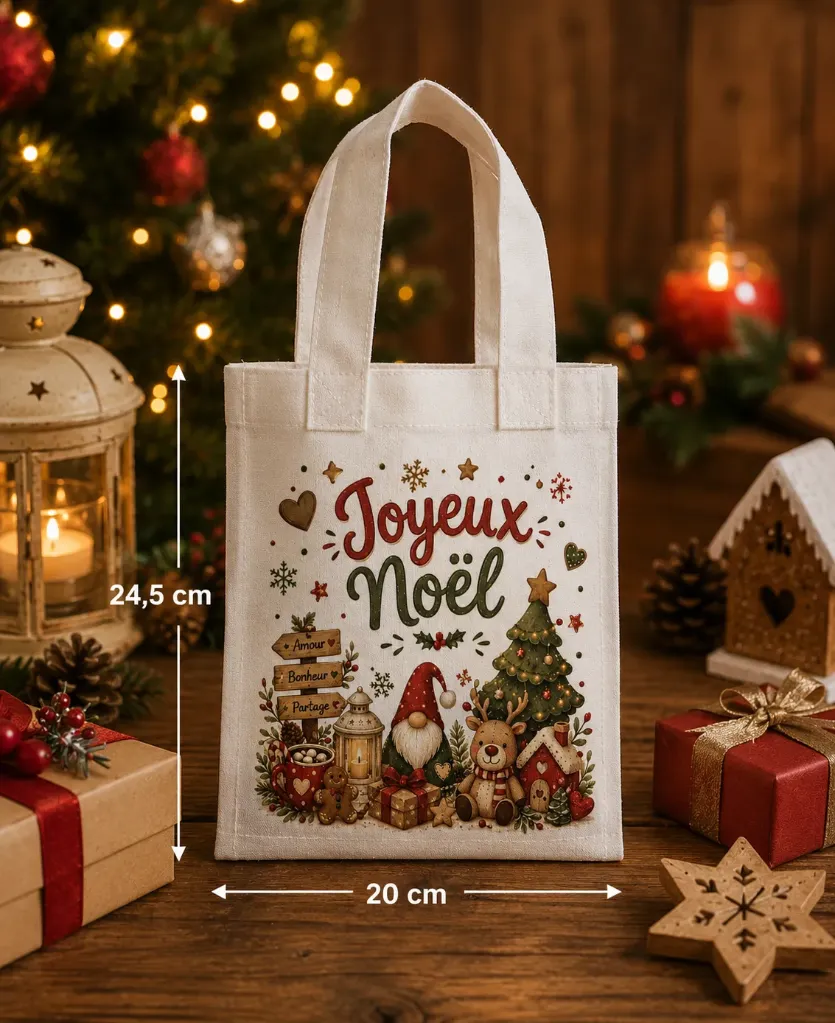 Petit sac de rangement de Noël – « Joyeux Noël »