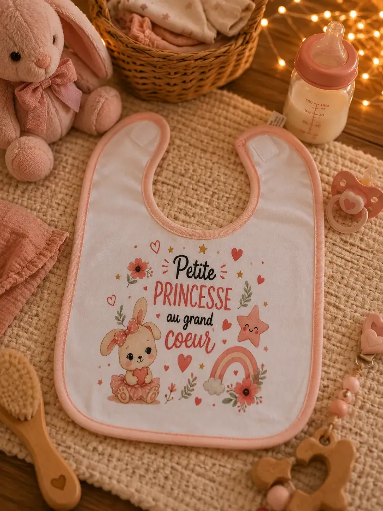 Bavoir bébé – « Petite princesse au grand cœur »