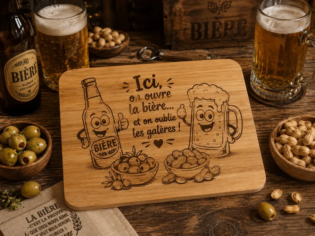 Planche à découper "bière" (15x20 cm)