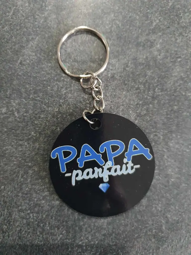 Porte clé Papa parfait (Noir, 1 face)