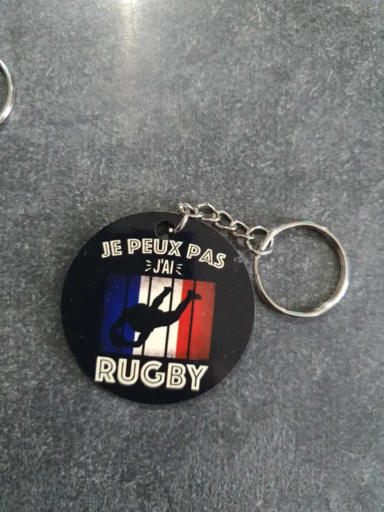 Porte clé Rugby (Noir, 1 face)
