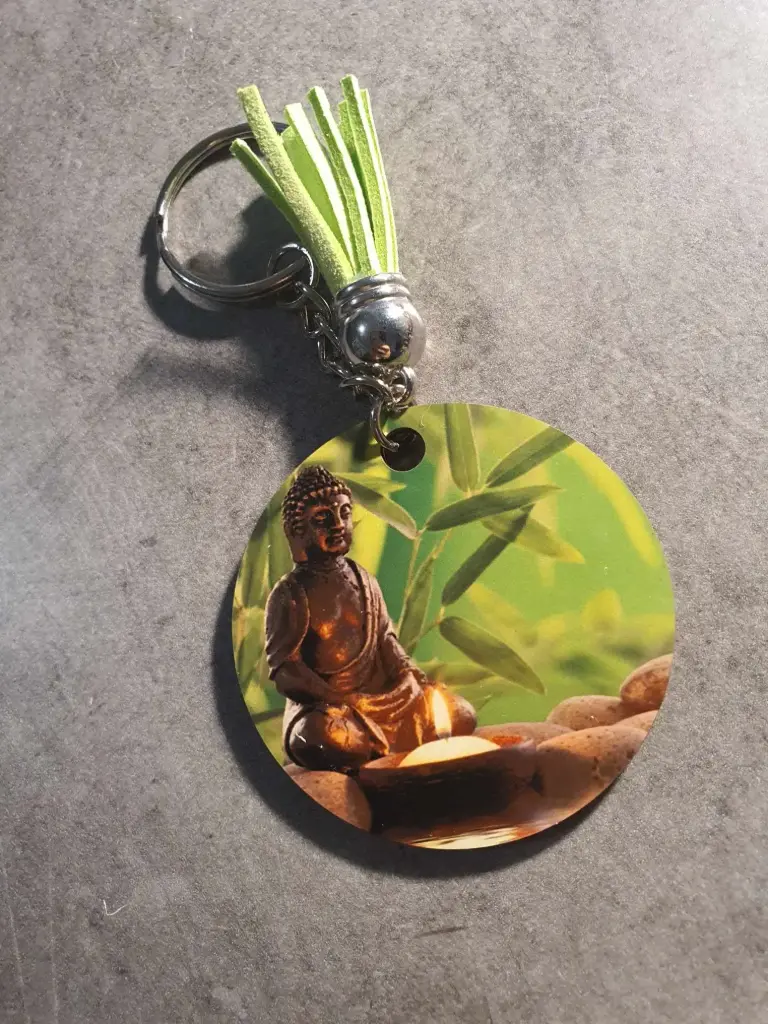 Porte clé Bouddha  (Noir, 1 face)