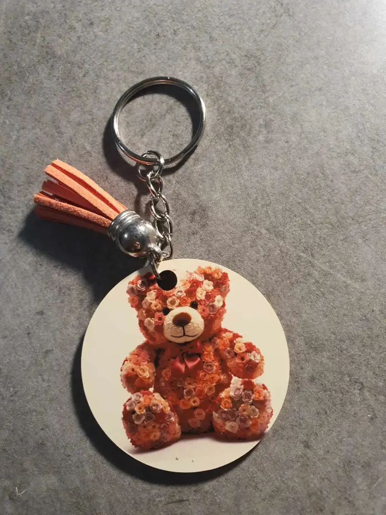 Porte clé Ours pétale (Noir, 1 face)