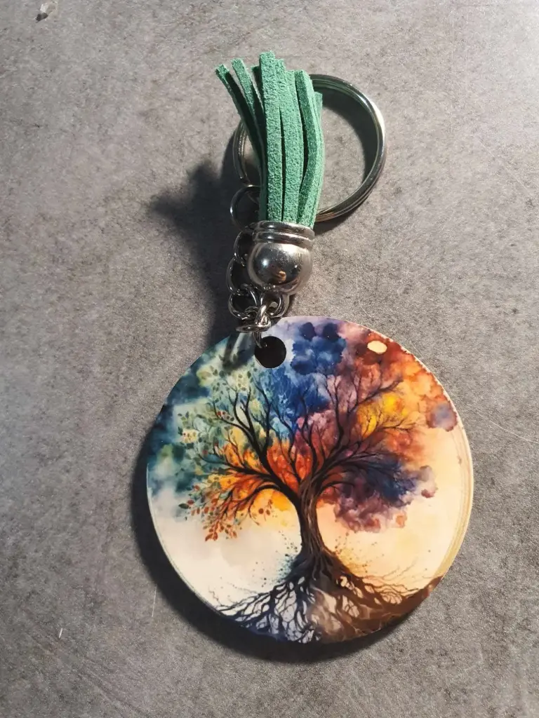 Porte clé Arbre de vie (Noir, 1 face)