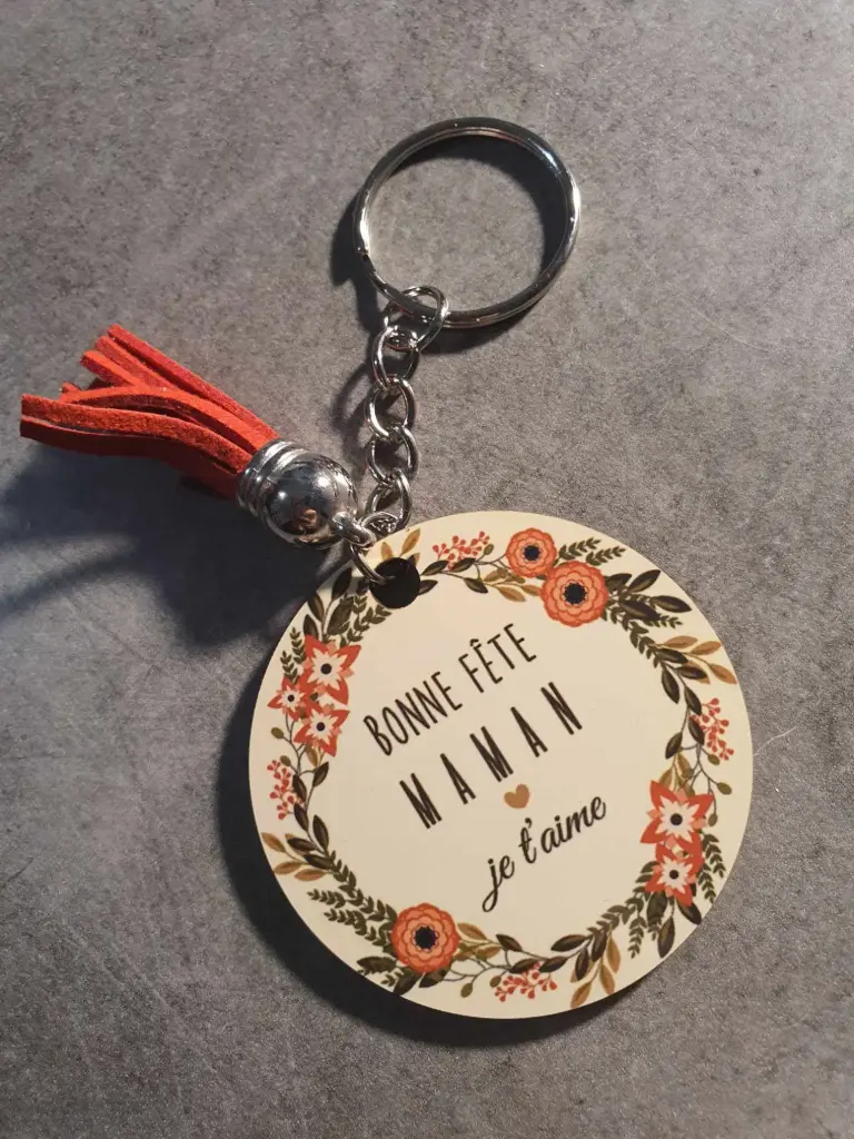 Porte clé fête des mères  (Noir, 1 face)