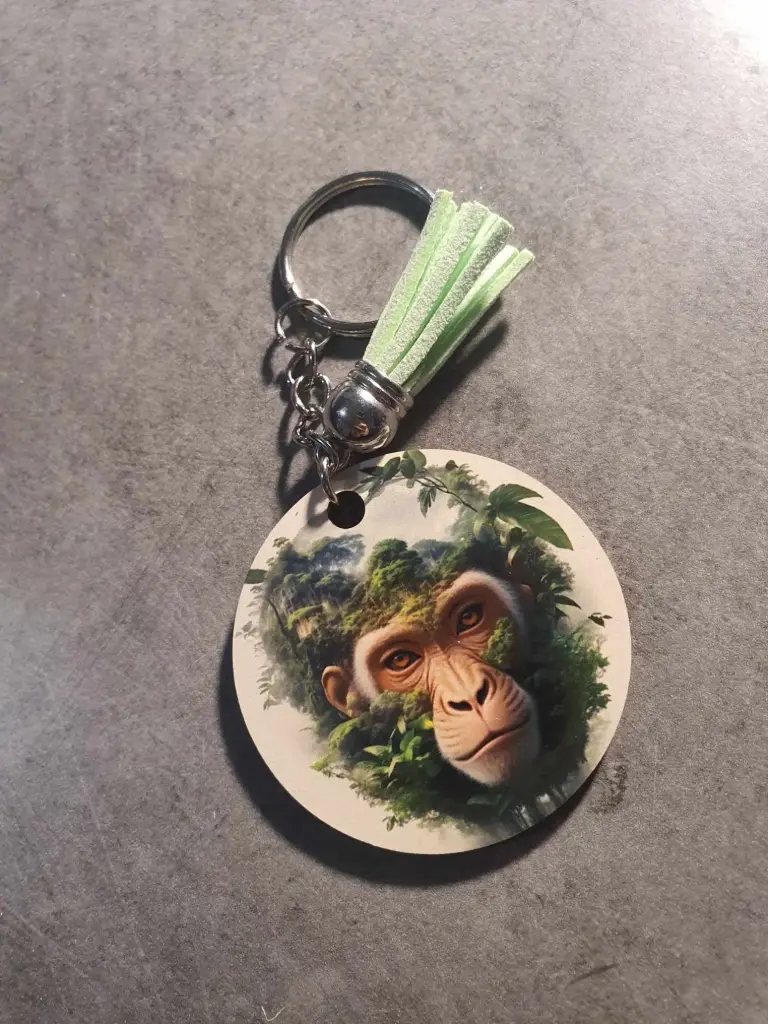 Porte clé Singe forêt  (Noir, 1 face)