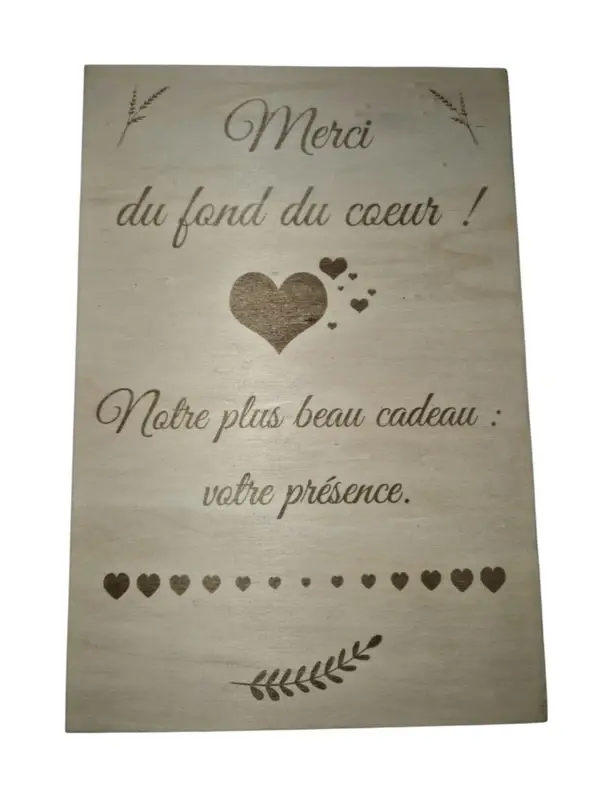 Panneau "Merci du fond du cœur"