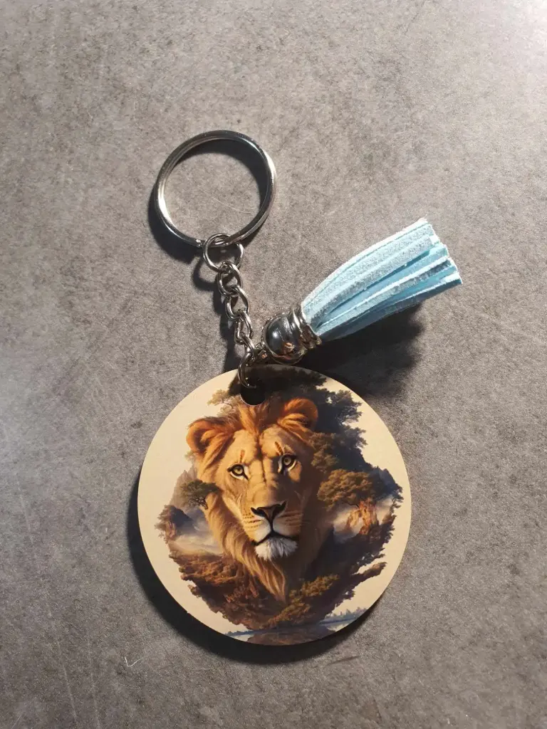 Porte clé lion (Noir, 1 face)