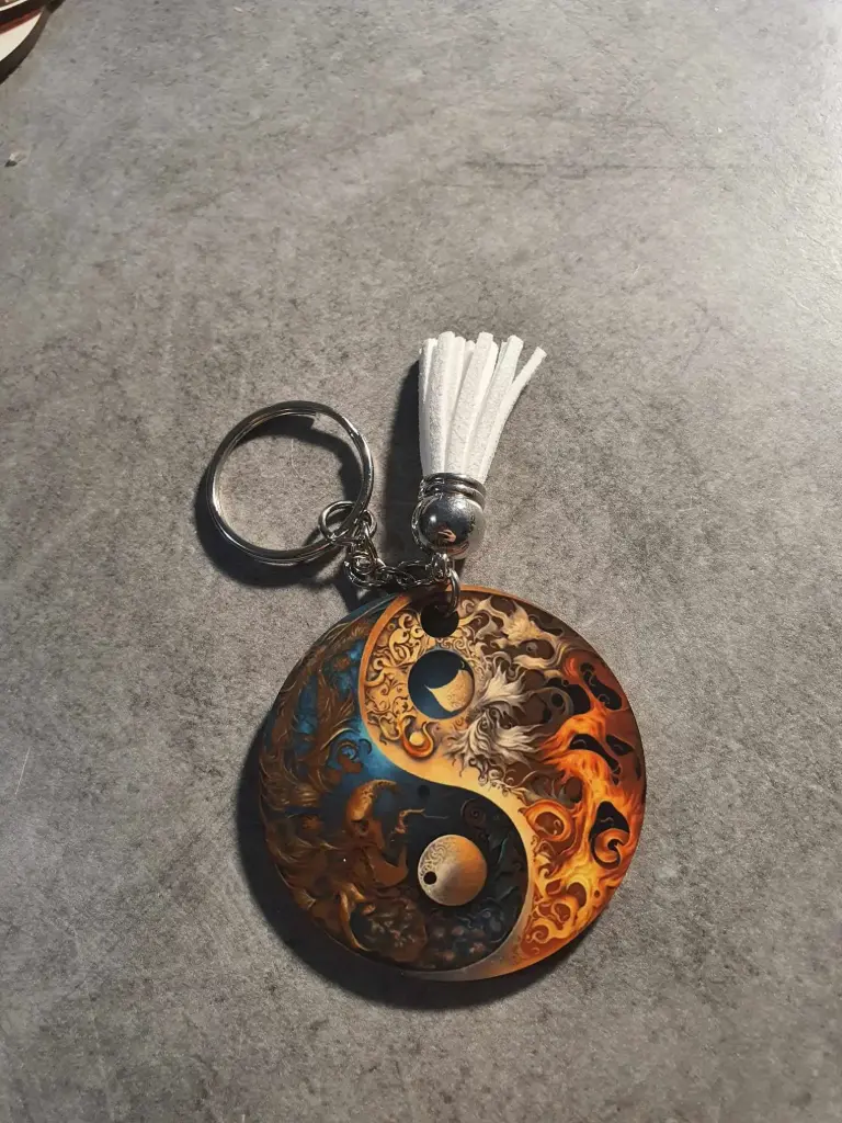Porte clé Yin Yang (Noir, 1 face)