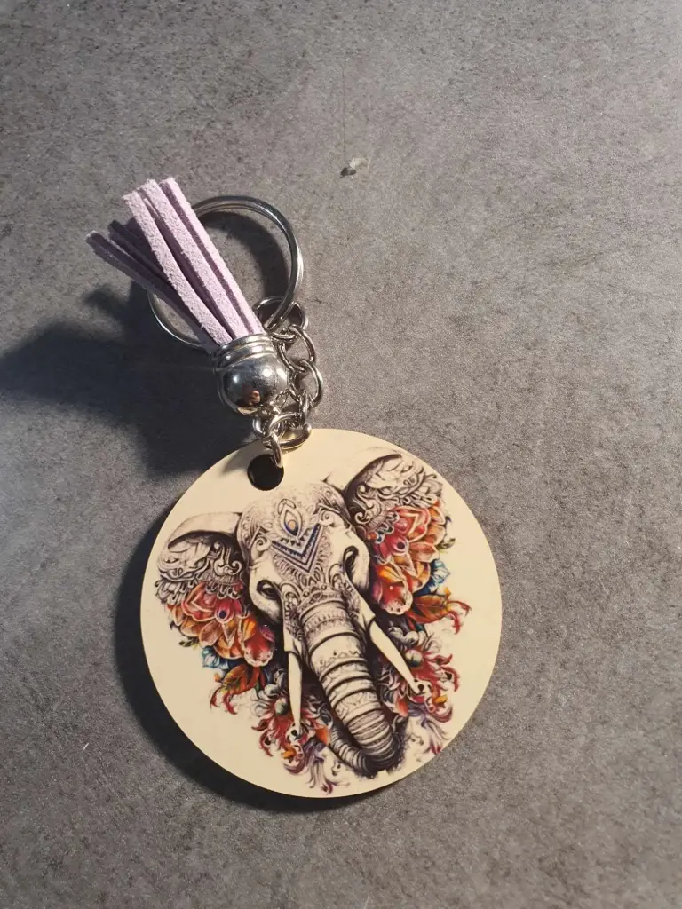 Porte clé Eléphant  (Noir, 1 face)