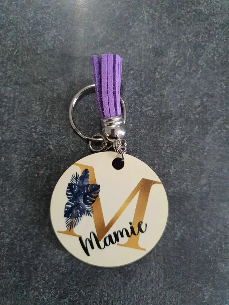 Porte clé Initial/Prénom (Noir, 1 face, Initial)